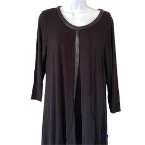 Grace Elements Faux Leather Trim Sharkbite Hem Tunic Size Large